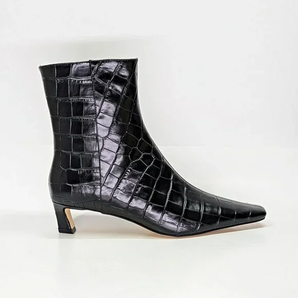 Michael Kors Black Croc-Embossed Heeled Boots - Picture 5 of 12